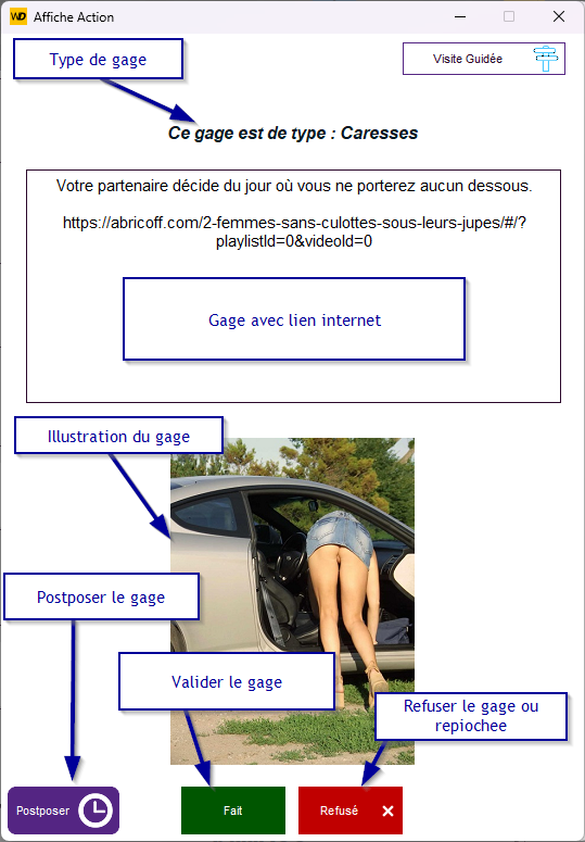 Affichage d'une carte de gage érotique ou sexuellement hard