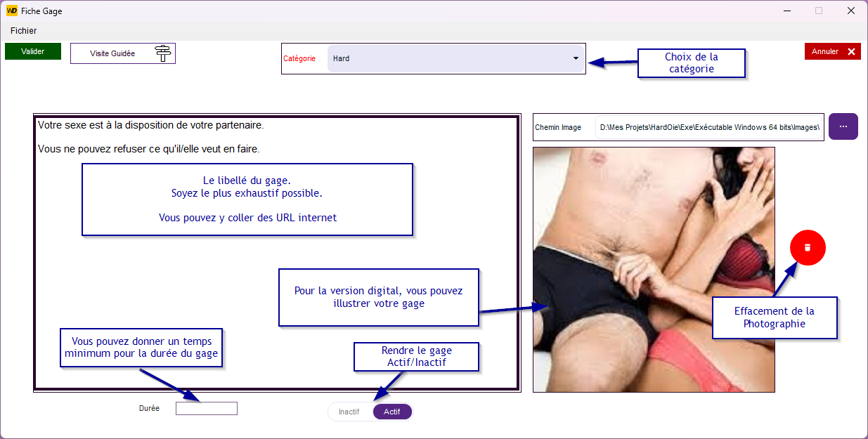 Une carte gage en création de la catégorie sexe hard
